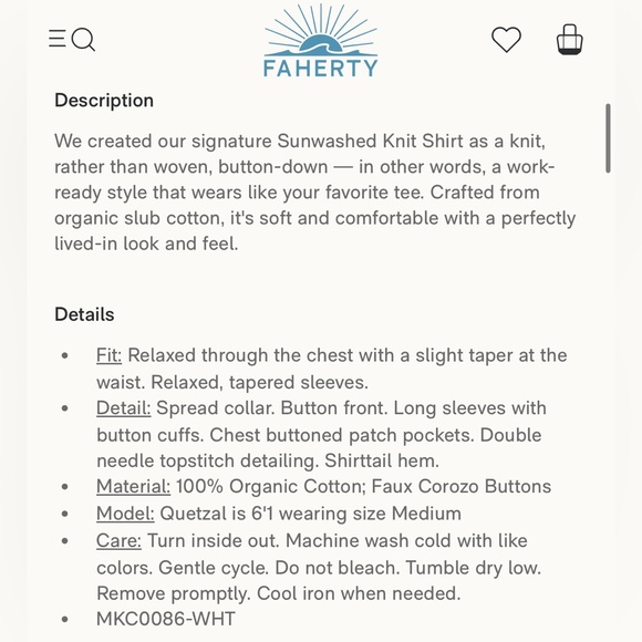 Faherty Sunwashed Knit Shirt, White - S - Picture 3 of 10